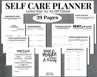 Self Care Planner, Self Care Journal, Wellness Journal, Self Love Journal, Therapy Journal Mindfulness Journal Affirmation Journal Printable