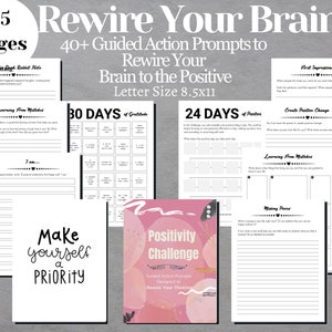 Growth Mindset Journal, Mindset Therapy, Rewire Your Brain, Wellness Journal, Mental Health Journal, Self Care Journal Guided Prompt Journal