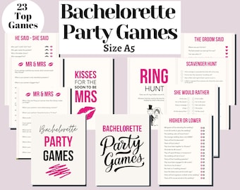 Bachelorette Party Games Printable Bundle, 23 Hen Party Games, Bridal Shower Games Pack, Bridal Games, Girls Night Party Activities