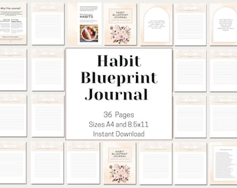 Habit Journal Printable PDF | Guided Habit Tracker Journal | Self Improvement Journal | Personal Growth Planner | Health, Career, Family