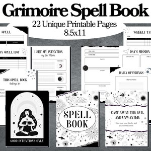 Zauberbuch, Grimoire Journal, Grimoire Seiten, Buch der Zauber, Grimoire Printable, Mystische Werkzeuge, Weiße Hexe, Mond Rituale, Schutzzauber