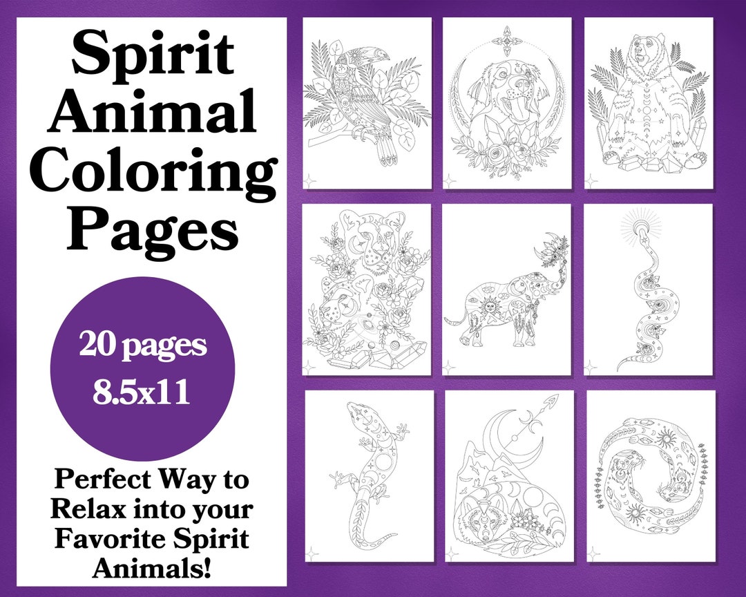 Spirit Animal Coloring Pages for Adults, Coloring Pages Printable ...