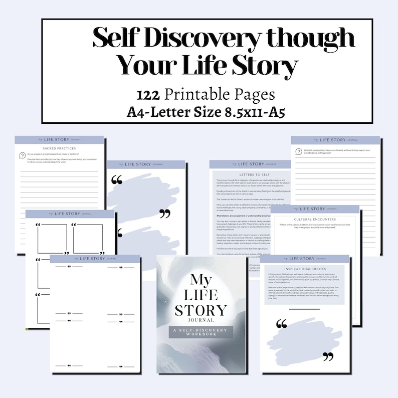 Self Discovery Through Your Life Story Journal, Guided Memoir Workbook Reflection Prompts for Women, Shadow Work & Personal Growth PDF Guide image 3