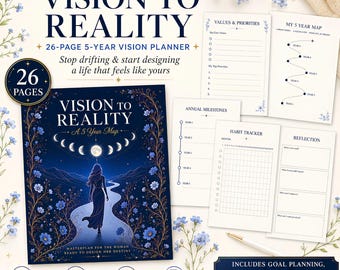 Goal Setting Planner Printable, Vision Board Journal, Life Masterplan Template,  Celestial Habit Tracker, Self Care Workbook