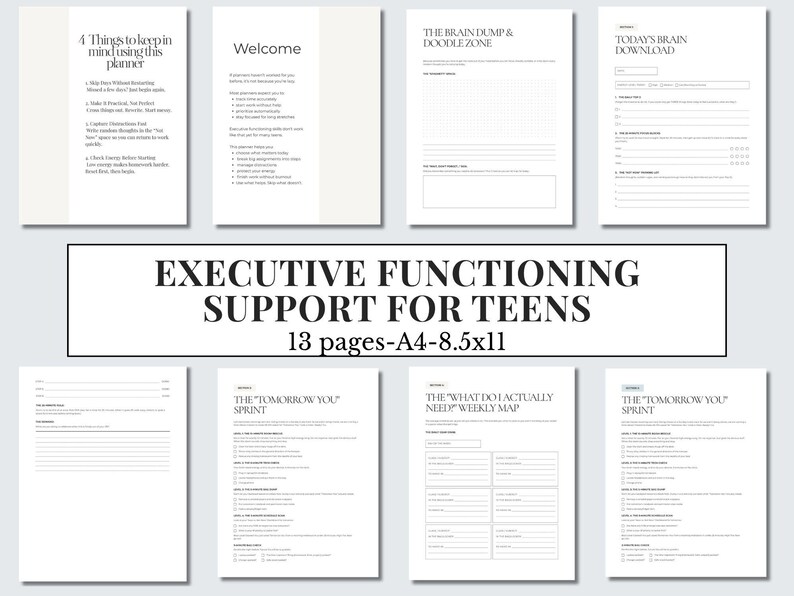 Executive Functioning Planner for Teens | ADHD Student Planner ...