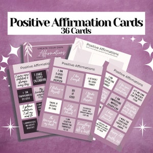 Positive Affirmation Cards: 36 Daily Inspirational Quotes (Digital Download)