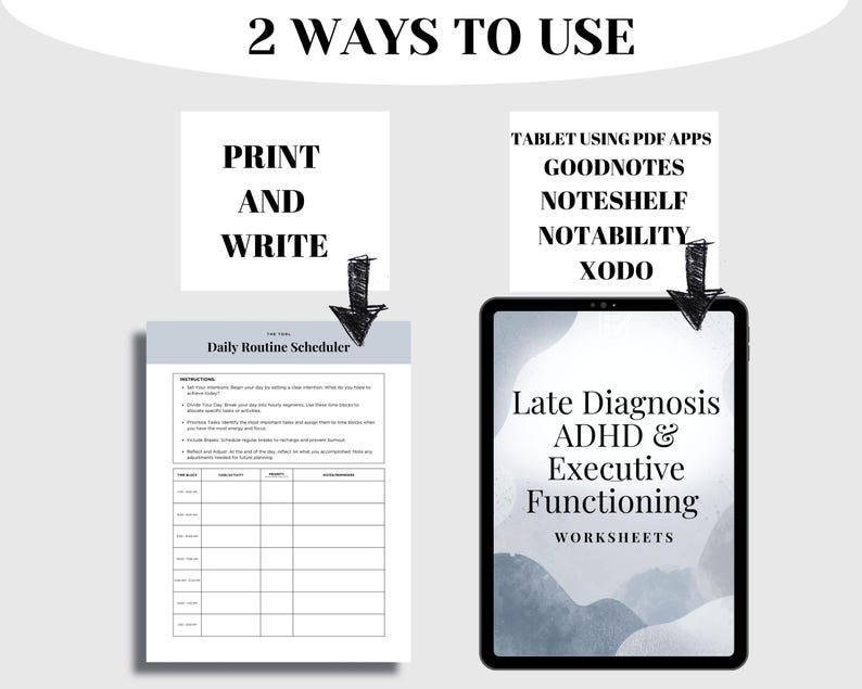 Late Diagnosed ADHD Executive Function Workbook for Adults | ADHD ...