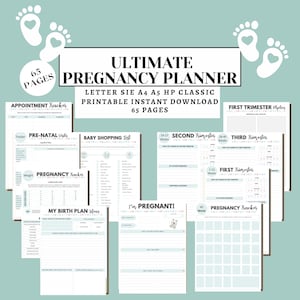 Pregnancy Journal, Pregnancy Printable Planner, Mom To Be Gift, First Time Mom Gift,  Hospital Bag Checklist, Birth Plan, New Baby Planner