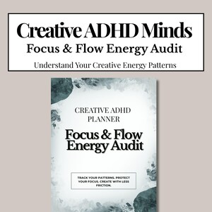 Agenda creativa per ADHD stampabile / Audit energetico per concentrazione e flusso / Strumento di monitoraggio della produttività per neurodivergenti / Foglio di lavoro settimanale per la riflessione sull'energia