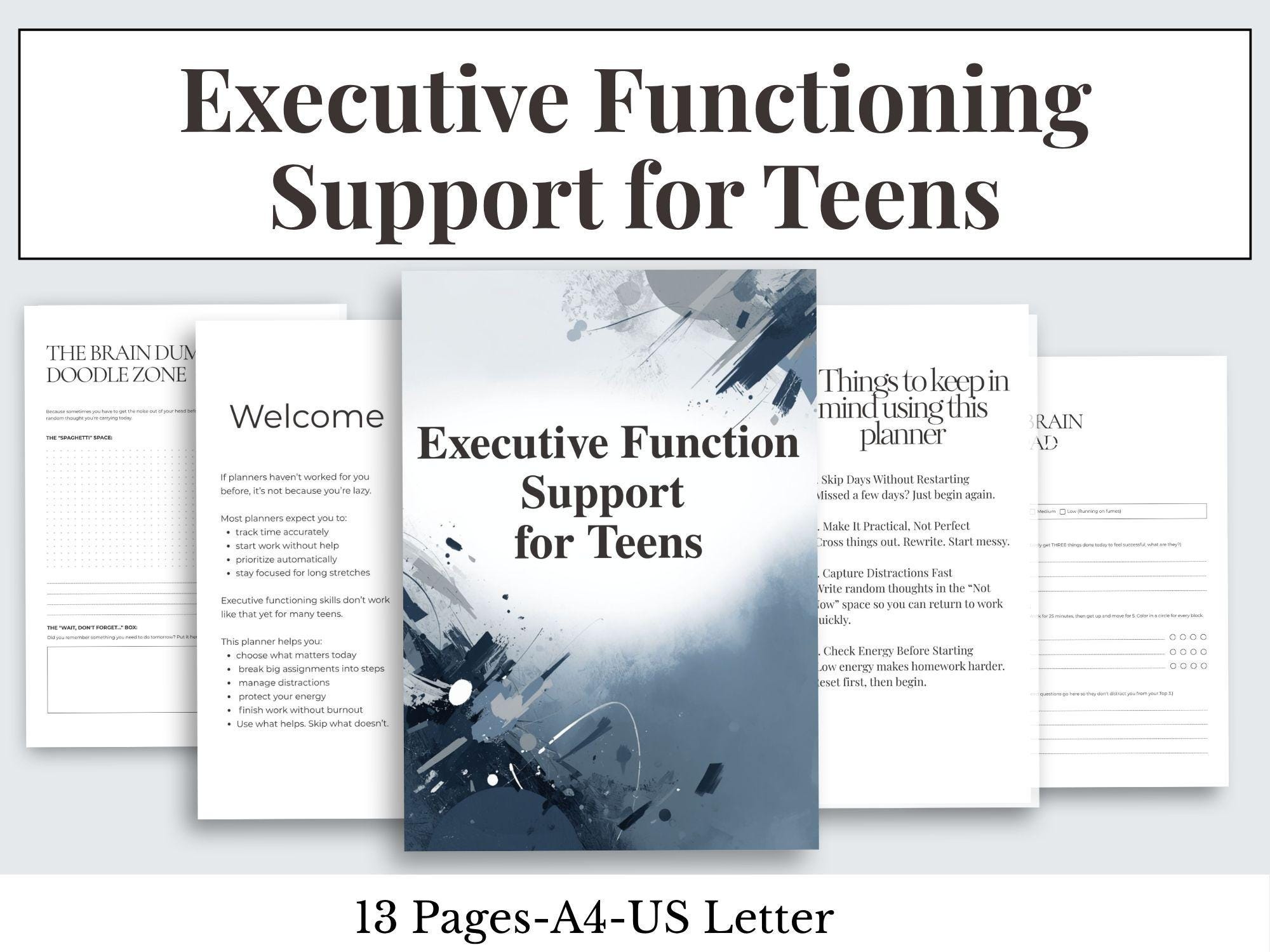 Executive Functioning Planner for Teens | ADHD Student Planner ...