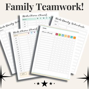 Family Chore Chart Printable | Kids Chore Chart PDF | Household Chore System | Family Responsibility Chart | Weekly Chores Planner image 2