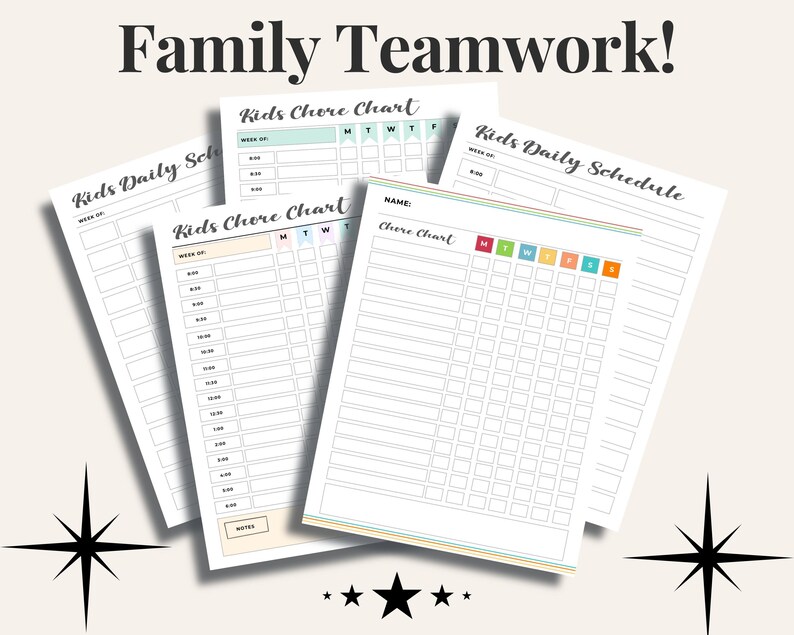 Family Chore Chart Printable | Kids Chore Chart PDF | Household Chore System | Family Responsibility Chart | Weekly Chores Planner image 2