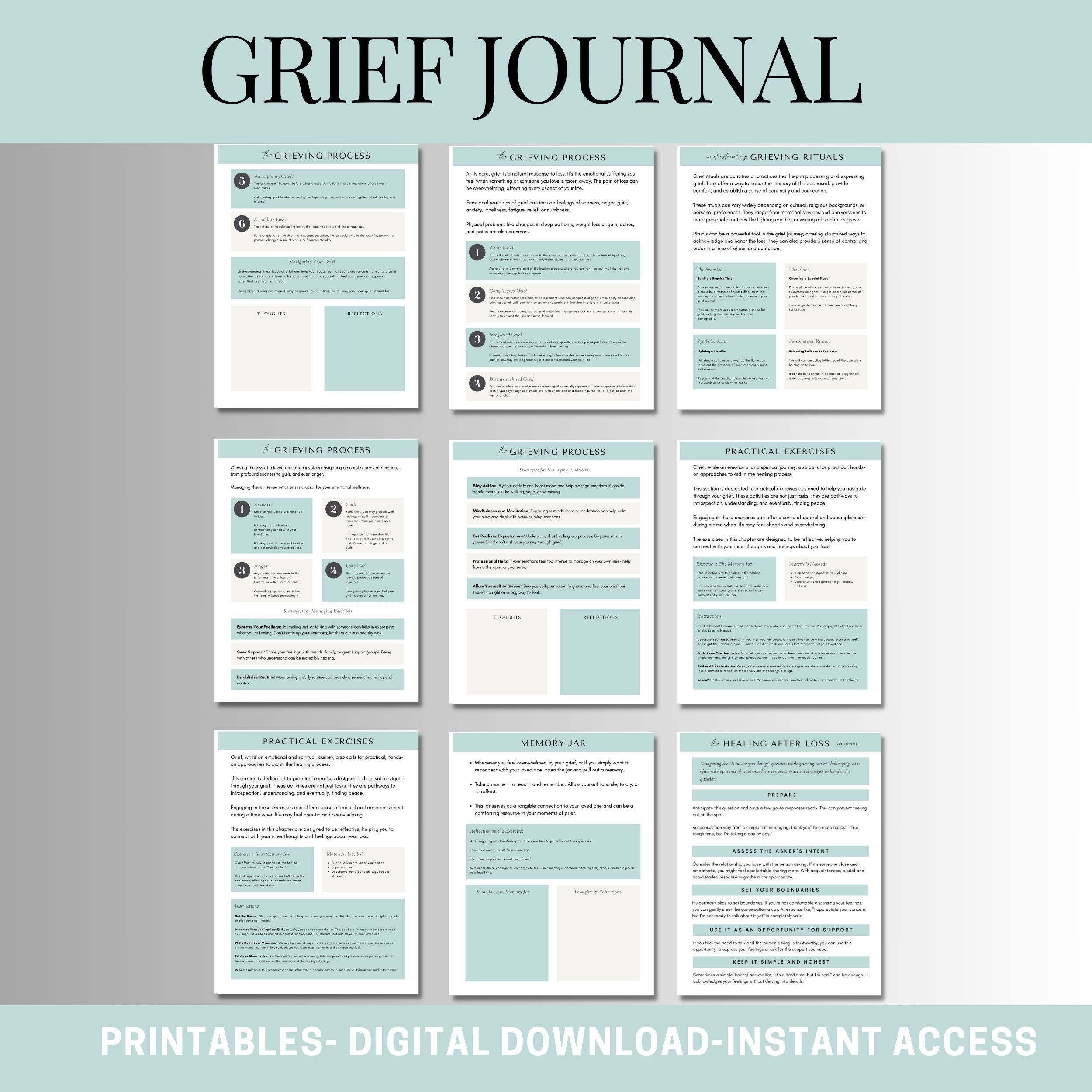 Grief Journal Printable | Healing After Loss Workbook | Bereavement ...
