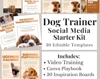 Dog Trainer Social Media Templates, Instagram Post, Editable Dog Training Content Kit, Pet Business Marketing Templates, Digital Download