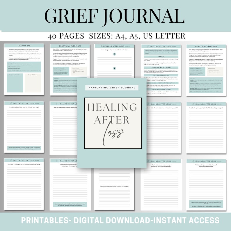Grief Journal Printable | Healing After Loss Workbook | Bereavement ...