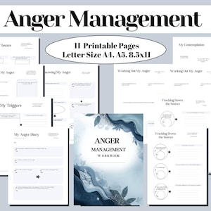 Anger Management Workbook Printable PDF | Self Reflection Journal | Emotional Regulation Therapy Worksheets | Instant Download