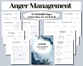 Anger Management Workbook Printable PDF | Self Reflection Journal | Emotional Regulation Therapy Worksheets | Instant Download