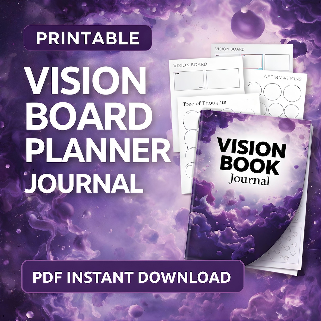 Vision Board Printable PDF | Goal Setting Planner Journal ...