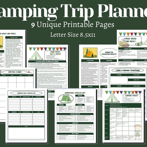 Camp Supplies, Camp Planner, Camp Meal Planner, Camp Checklist, Camping Tips and Hacks, Camping Preparation, Meal Prep, Camping Trip