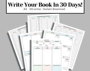 Author Writer Book Planner Outline to Write a Novel Write Your Book in 30 Days Printable Instant Download A4 US Letter Size