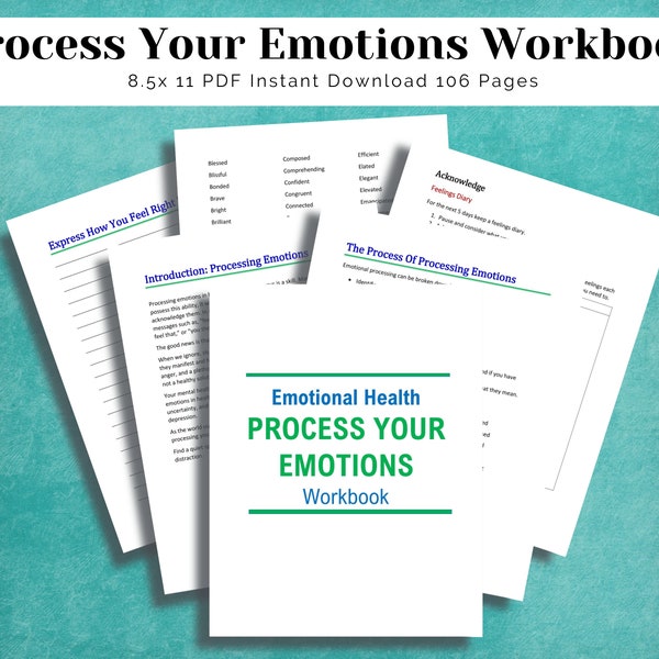 Emotional Health Mental Health Workbook Journal Anxiety Depression Eating Disorders Mood Disorder Addiction DBT CBT Printable