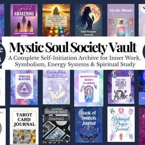 Spiritual Journals, Tarot, Shadow Work, Manifestation, Chakras, Crystals, Spirit Guides, Moon Phases, Angels, Akashic Records, Meditation