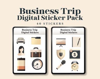 Business Trip Digital Sticker Pack | Neutral Planner Stickers for GoodNotes | Work Travel Stickers | Productivity Planner Stickers | PNG