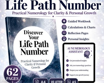 Numerology Workbook, Life Path Number Guide, Numerology Journal, Soul Urge & Expression Numbers, Angel Numbers, AI Numerology Assistant