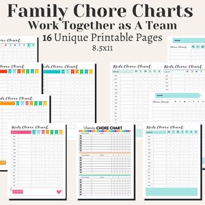 Family Chore Chart Printable | Kids Chore Chart PDF | Household Chore System | Family Responsibility Chart | Weekly Chores Planner image 1
