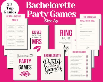 23 Bachelorette Party Games Printable A5, Hen Party Games Bundle, Bridal Shower Printable Games, Instant Download Wedding Party Activities