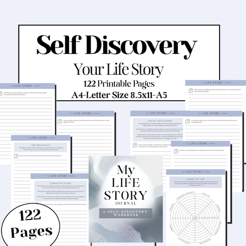 Self Discovery Through Your Life Story Journal, Guided Memoir Workbook Reflection Prompts for Women, Shadow Work & Personal Growth PDF Guide image 2