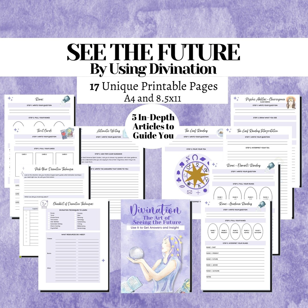 Divination Journal Printable | 17 Pages + 5 Guides | Tarot, Runes ...