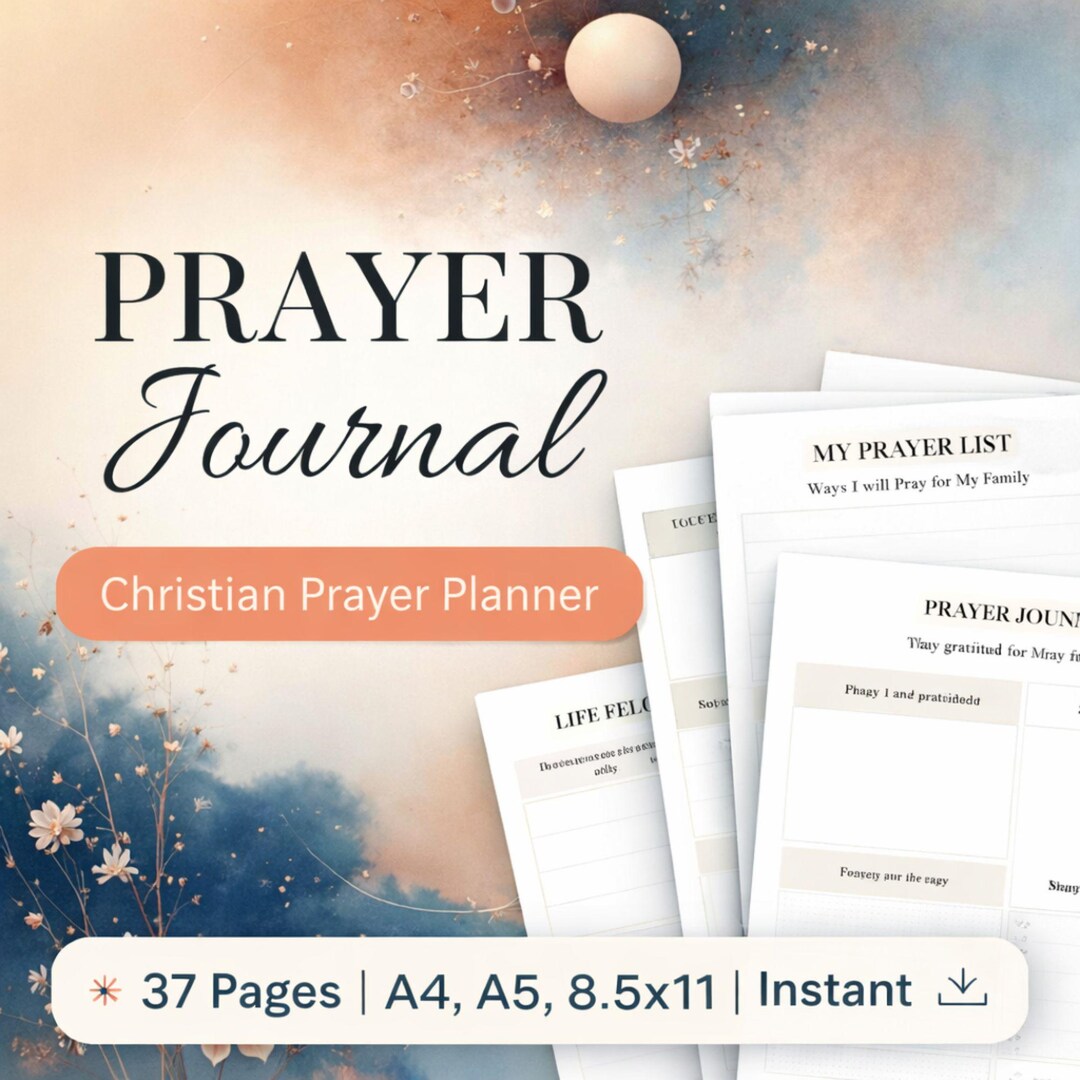 Prayer Journal Printable | Christian Prayer Planner Workbook | Daily ...