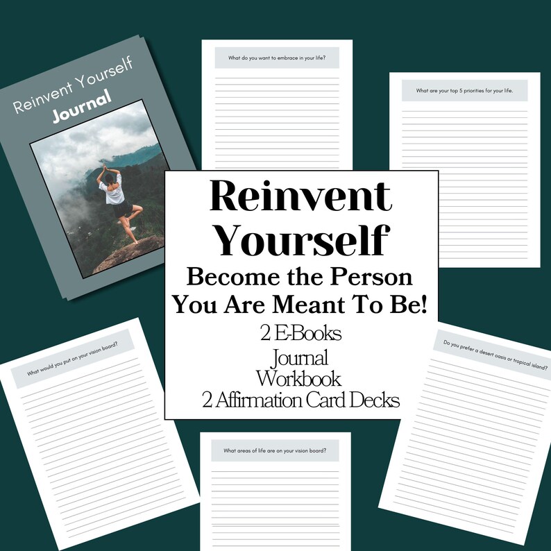 Self Improvement Bundle PDF | Personal Growth Workbook Journal | Mindset Reset Printable | Goal Setting & Affirmation Cards image 2