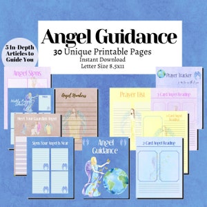 Diario de ángeles, diario de oración, carpeta espiritual, números de ángeles, señales del universo, lectura de cartas de ángeles, planificador divino, descarga digital