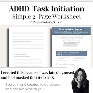 Werkblad ADHD-taak, taken starten met ADHD, taakverlamming overwinnen Afdrukbaar, productiviteitstool, focusstrategie pdf