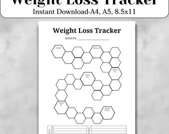 Weight Loss Tracker, Losing Weight Tracker, Goal Tracker, Weight loss Goal, Wellness Tracker, Health Tracker, Weight Loss Chart, Printable