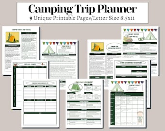Camping Planner Printable | Ultimate Camping Checklist Bundle | Meal Planner Packing List Itinerary | RV Tent Trip Organizer PDF