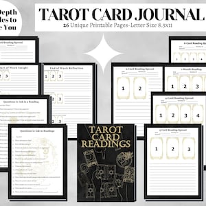 Diario de cartas del tarot, cuaderno de tarot, hoja de trucos del tarot, significados de las cartas, diario de brujas, crecimiento espiritual, autodescubrimiento, don metafísico