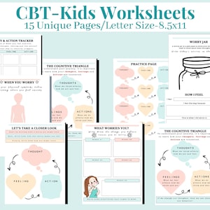 CBT Arbeitsblätter, Kindertherapie Arbeitsblätter, Therapie-Tools, Angst Journal, Sorgen Journal, Positives Denken, Kognitive Verhaltenstherapie