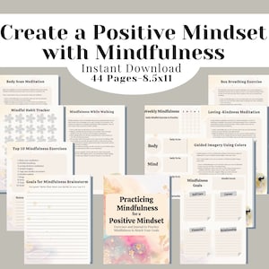 Mindfulness Journal, Wellness Journal, Growth Mindset, Therapy Workbook, Self Love, Self Care, Positive Mindset, Digital Download