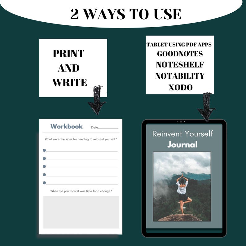 Self Improvement Bundle PDF | Personal Growth Workbook Journal | Mindset Reset Printable | Goal Setting & Affirmation Cards image 5