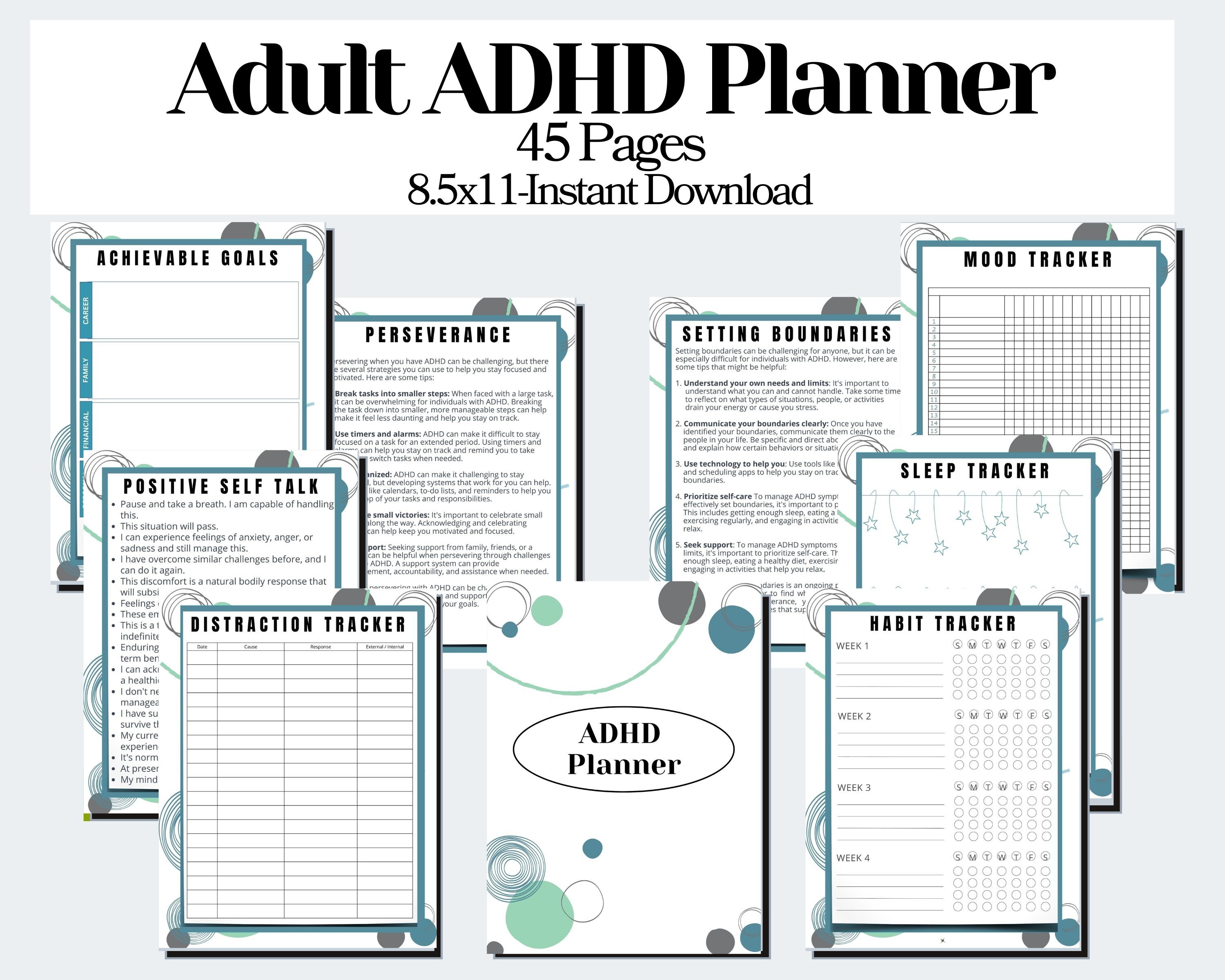 ADHD Planner for Adults Printable | ADHD Executive Function Planner ...