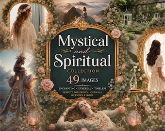Ethereal Floral Digital Art Collection | Mystical & Spiritual PNG Images Commercial Use, | Printable Wall Art | Social Media Graphics