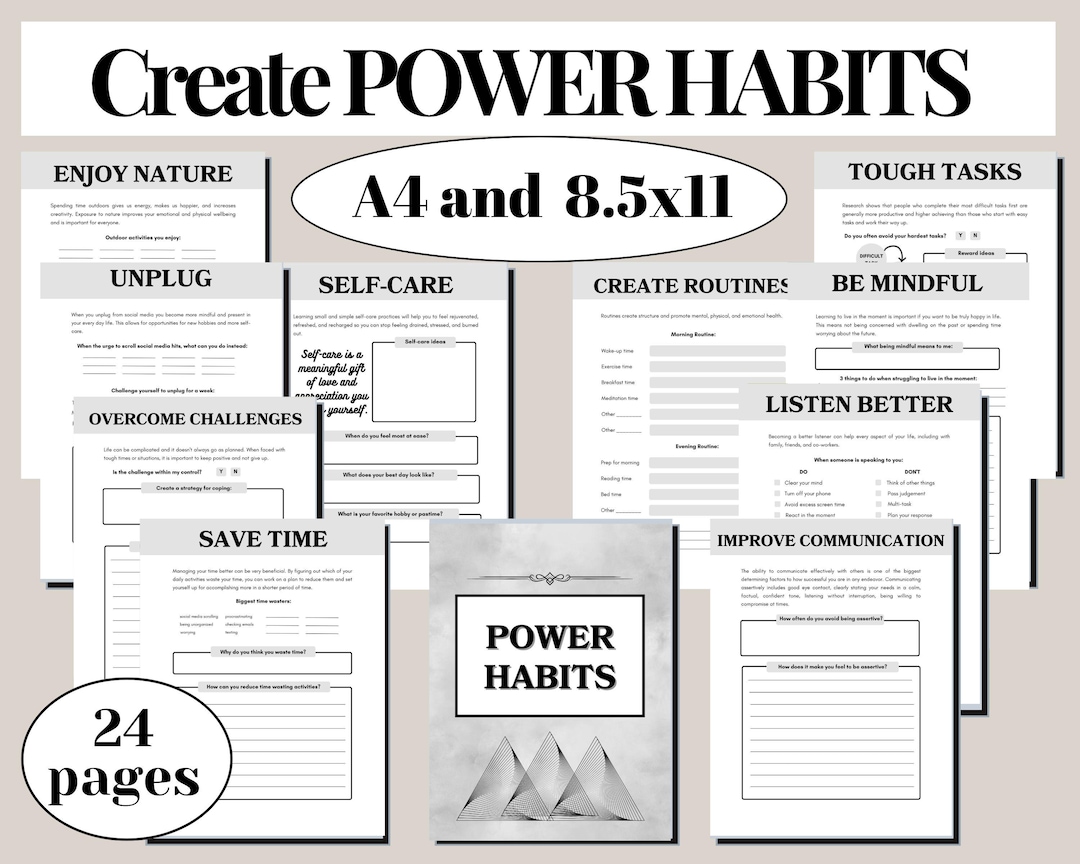 Personal Development Workbook PDF, Power Habits Planner, Self ...