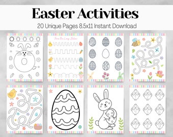 Actividades de Pascua imprimibles para niños / Cuaderno de actividades de Pascua para preescolares / Juego de buscar y encontrar de Pascua / Páginas para colorear y trazar / Paquete de actividades para niños pequeños