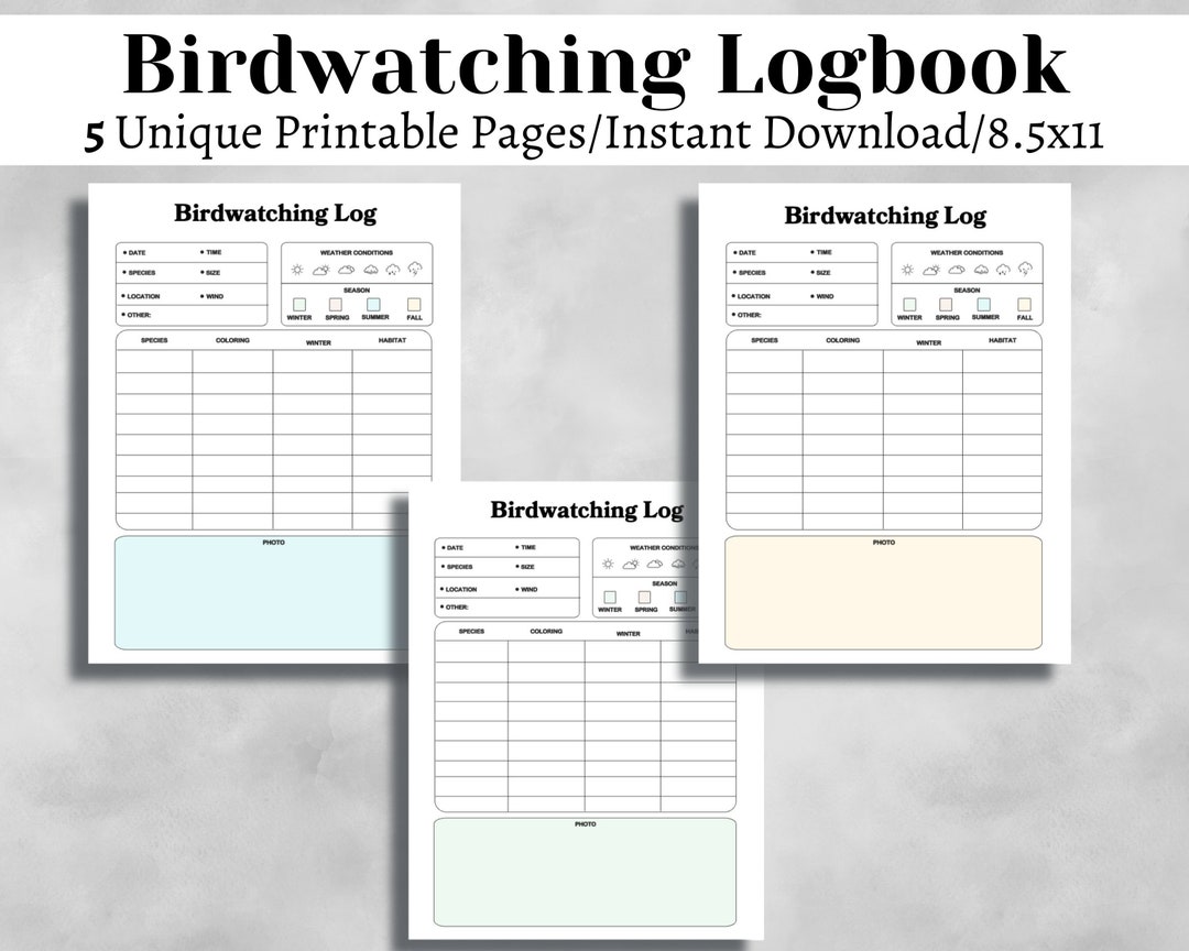 Bird Journal, Birdwatching, Birding Logbook, Bird Logbook, Bird Lover ...