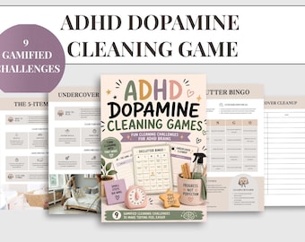 ADHD Dopamine Cleaning Games Printable PDF | ADHD Cleaning Challenge for Adults & Teens | Gamified Decluttering Planner | Digital Download