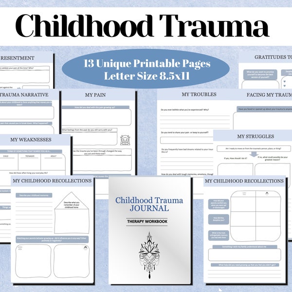 Traumatherapie, Kindheitstrauma, Therapie Journal, Kindheitserinnerungen, Selbstliebe Journal, Wellness Journal, Self Care Journal, Printable