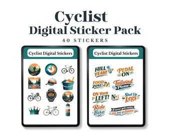 Cyclist Digital Sticker Pack | 40 Cycling PNG Stickers | Printable Bike Stickers | | Cycling Journal Clipart | Instant Download